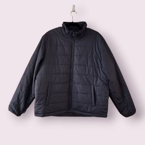 Swiss Tech Grey Zip-Up Mock Neck Puffer Jacket for Men Size Large Fleece Lining